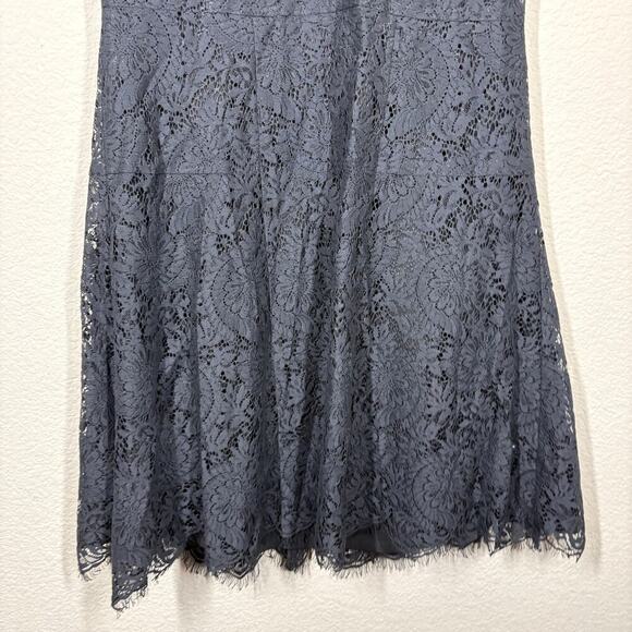 Madewell Size 2 Lace Mini Shift Dress Black Cotton Nylon Blend Hourglass Raw Hem - Picture 5 of 8